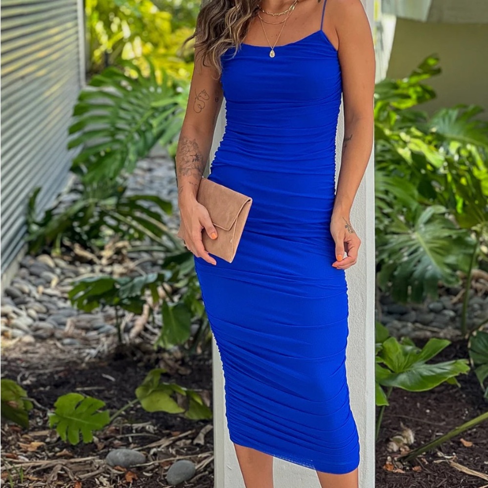 Form Flattering Royal Blue Midi Dress